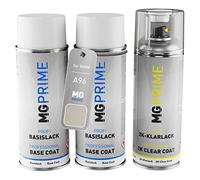MG PRIME Peinture voiture kit bombe aérosol 2c pour BMW A96 Mineralweiss Perleffekt/Mineral White Metallic bombe aérosol couche de fond, de base, 2 composants vernis