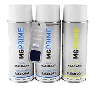 MG PRIME Peinture voiture kit bombe aérosol pour Ford DCWEWHA / PN4B70 / 2 Deep Impact Blue Metallic/Indic Blau Metallic de fond de base de vernis bombe aérosol 400ml