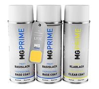 MG PRIME Peinture voiture kit bombe aérosol pour Volkswagen VW LY1C / Y1C / 1T Imolagelb/Jaune Imola de fond de base de vernis bombe aérosol 400ml