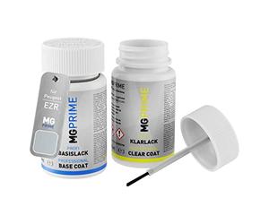 MG PRIME Peinture voiture kit de stylo retouche pour Peugeot EZR Gris Aluminium Metallic/Aluminiumgrau Metallic de base de vernis de 50ml par flacon