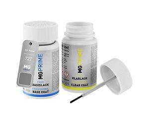 MG PRIME Peinture voiture kit de stylo retouche pour Volvo 727 Pebble Grey Metallic/Moon de base de vernis de 50ml par flacon
