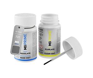 MG PRIME Peinture voiture kit de stylo retouche pour Volvo 731 Particular Grey Pearl Metallic/Platinum Grey Metallic de base de vernis de 50ml par flacon