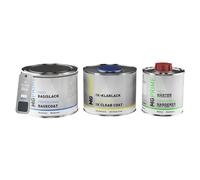 MG PRIME Peinture voiture Pots pour Renault B66 Gris Eclipse Nacre M. 1,25L | Graphitschwarz Metallic / Gris Eclipse Nacre Metallic, Kit peinture de base + vernis 2K + durcisseur, prêt à l'emploi