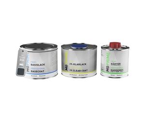 MG PRIME Peinture voiture Pots pour Renault B66 Gris Eclipse Nacre M. 1,25L | Graphitschwarz Metallic / Gris Eclipse Nacre Metallic, Kit peinture de base + vernis 2K + durcisseur, prêt à l'emploi
