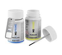 MG PRIME Peinture voiture Stylo retouche pour Tesla PBCW Catalina White +1K | Solid White, Kit peinture de base + vernis, flacons de peinture avec pinceau, 50ml chacun