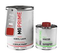 MG PRIME RAL 3000 Rouge feu/Flame red brillant peinture acrylique 1,5 Litres / 1500 ml durcisseur inclus
