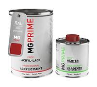 MG PRIME RAL 3001 Rouge de sécurité/Signal red brillant peinture acrylique 1,5 Litres / 1500 ml durcisseur inclus