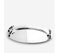 Plateau En Acier Inoxydable Alessi-Oval 18/10 Avec Poignées Pa, Noir