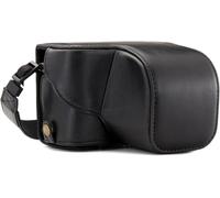 MG984 Etui de Protection avec Bandoulière/Accès Batterie en Cuir pour Appareil Photo Sony Alpha A6300/A6000 (16-50 mm) Noir