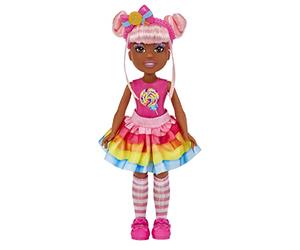 MGA Dream Bella Candy Petite Princesse - JAYLEN - Poupée de 14cm avec 1 étiquette à gratter & à sentir, de longs cheveux roses, bandeau avec nœud en forme de sucette et accessoires de mode, 3 ans +