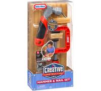 little tikes Creative Construction Hammer & Nail Set - Inclut 5 Accessoires, Un Jeu de Construction pour Faire Semblant, Convient aux garçons et aux Filles de 3 Ans et Plus