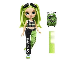 MGA Entertainment Rainbow High Jr High - Jade Hunter - Poupée Mannequin Verte de 23 cm avec 1 Tenue & Accessoires - Contient 1 Sac-à-Dos en Tissu Qui s’ouvre & se Ferme - Cadeau pour Enfant, 6 Ans +