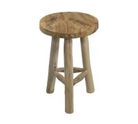mgc24 Tabouret en teck - support stable pour fleurs à 3 pieds en bois massif, fabriqué à la main, polyvalent et facile à nettoyer, pré-monté, idéal pour le salon et le jardin