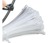 Mgctolbox 100 pcs Collier de Serrage Plastique 300 x 4,8 mm, Serre Cable Blanc Réutilisables Résistants aux UV Pour Cable Management, Bricolage, Jardinage, Atelier, Maison