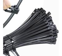 Mgctolbox 100 pcs Collier de Serrage Plastique 300 x 4,8 mm, Serre Cable Noir Réutilisables Nylon Résistants aux UV Pour Cable Management, Bricolage, Jardinage, Atelier, Maison
