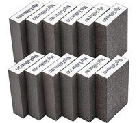 MgcTolBox 12pcs Éponge de ponçage, Cales à poncer kit Polissage Grain 60/80/100/120/180/220 spécifications lavables et réutilisables 100x70x25 mm Noir