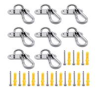 MgcTolBox Crochet Plafond 60mm, Pontet INOX M6 (8 Pcs) et Mousquetons M6 (8 Pcs), Combinaison de Crochet Plafond de 60mm de Long