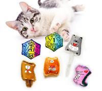MGCUTIMAL Jouets interactifs en peluche douce pour chat avec son froissé pour chaton d'intérieur (4 + 2 créatures heureuses et dés magiques)
