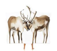 MGDIFYXAA Animaux À L'Aquarelle Couverture Polaire,Deux Cerfs Couverture à Capuche en Flanelle Douce Chaudes Couvertures Toutes Saisons Jete de Canape pour Voyager 150 × 200 cm