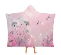 MGDIFYXAA Art Couverture à Capuche, Fleurs Sauvages et libellules Couverture avec Capuche pour Adulte, Douce Chaud Couvertures Portable, Plaids Douillette TV pour Femme 130 × 100 cm