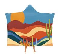 MGDIFYXAA Art Couverture à Capuche, Soleil du désert Couverture avec Capuche pour Adulte, Douce Chaud Couvertures Portable, Plaids Douillette TV pour Femme 130 × 100 cm