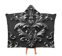 MGDIFYXAA Art Couverture Polaire,Brocart Noir et Blanc Couverture à Capuche en Flanelle Douce Chaudes Couvertures Toutes Saisons Jete de Canape pour Voyager 130 × 150 cm