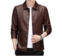MGDIFYXAA Blouson En Cuir Homme - Hommes Veste En Cuir Pu Souple Homme Affaires Manteaux Décontractés Homme Jaqueta Masculinas Grande Taille Veste En Cuir Marron S