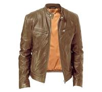 MGDIFYXAA Blouson En Cuir Homme - Printemps Casual Moto Hommes Pu Veste Biker Manteaux En Cuir Coupe-Vent Veste En Cuir Hommes Vestes En Cuir Slim Vêtements Kaki Xl