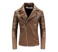 MGDIFYXAA Blouson En Cuir Homme - Veste En Cuir Décontractée Pour Hommes, Tendance, Coupe Cintrée, Jeune, Élégante, Printemps-Automne, Veste De Moto, Haut Pour Hommes, Kaki M