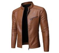 MGDIFYXAA Blouson En Cuir Homme - Veste En Cuir Pu Décontractée Pour Homme, Manteau De Motard, Printemps-Automne, Vêtement D'Extérieur Près Du Corps, Noir, Bleu, Grande Taille, Jaune Xl