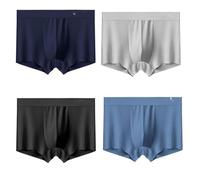 Boxer pour Homme - Pièces Boxers en Soie Glacée pour Hommes sous-Vêtements Sexy sans Couture Lingerie Boxer Ultra-Mince Respirant Slips Shorts Caleçons, Ensemble C, XL