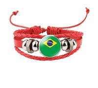 MGDIFYXAA Bracelet En Cuir Multicouche, Réglable, Drapeau Brésilien, Bijou Fantaisie Patriotique, Rouge, 18 Mm, Pour Homme Et Femme