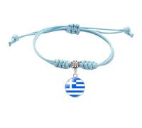 MGDIFYXAA Bracelet Tendance Avec Drapeau Grec, Tressé À La Main, Chaîne Ajustable, Drapeau National, Souvenir, Bijou Tressé Fantaisie, Cadeau Pour Homme, Femme, Couple, Bleu, 16 Mm