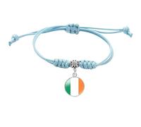 MGDIFYXAA Bracelet Tendance Avec Drapeau Irlandais, Tressé À La Main, Chaîne Ajustable, Drapeau National, Souvenir, Bijou Fantaisie Tressé, Cadeau Pour Homme, Femme, Couple, Bleu, 16 Mm