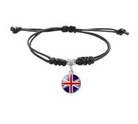 MGDIFYXAA Bracelet Tissé Du Royaume-Uni Pour Femmes Et Hommes, Bracelet Drapeau Du Royaume-Uni, Corde Tressée Faite À La Main, Réglable, Accessoires De Bijoux Pour Hommes Et Femmes, Noir, 16 Mm