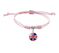 MGDIFYXAA Bracelet Tissé Du Royaume-Uni Pour Femmes Et Hommes, Bracelet Drapeau Du Royaume-Uni, Corde Tressée Faite À La Main, Réglable, Bijoux, Accessoires Pour Hommes Et Femmes, Rose, 16 Mm
