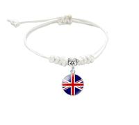 MGDIFYXAA Bracelet Tissé Du Royaume-Uni Pour Femmes Et Hommes, Bracelet Drapeau Du Royaume-Uni, Corde Tressée Faite À La Main, Réglable, Bijoux, Accessoires Pour Hommes Et Femmes, Blanc, 16 Mm