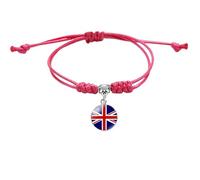 MGDIFYXAA Bracelet Tissé Du Royaume-Uni Pour Femmes Et Hommes, Bracelet Drapeau Du Royaume-Uni, Corde Tressée Faite À La Main, Réglable, Bijoux, Accessoires Pour Hommes Et Femmes, Rose Rouge, 16 Mm