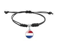 MGDIFYXAA Bracelet Tissé Pays-Bas Pour Femmes Et Hommes, Bracelet Drapeau Néerlandais Fait Main, Corde Tressée Réglable, Accessoires De Bijoux Pour Hommes Et Femmes, Noir, 16 Mm