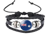 MGDIFYXAA Bracelet Tressé En Corde Noire Avec Drapeau Des Îles Malouines - Bracelet Tissé Réglable Fait Main, Breloque Patriotique, Bijoux Pour Femmes, Cadeau D'Amitié, Noir, 18 Mm