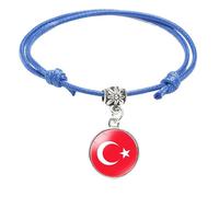 MGDIFYXAA Bracelets En Fil De Fer Avec Drapeau Pour Femmes Et Hommes, Bracelet Réglable En Corde Tressée Faite À La Main En Turquie, Accessoires De Bijoux Bleus De 16 Mm
