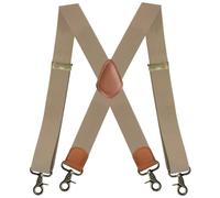 MGDIFYXAA Bretelles Homme Grande Taille Robustes, Dos X avec 4 Crochets à Clip, Bretelles Élastiques Réglables pour Jean et Pantalon de Travail, Cadeau pour Papa, Mari et Grand-Père Beige 3.5×120cm