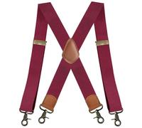 MGDIFYXAA Bretelles Homme pour Pantalon avec 4 Clips à Crochet Bretelles Larges Réglables Élastiques Heavy Duty Style X pour Jean Salopette Rouge 3.5 × 120cm