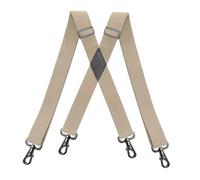 MGDIFYXAA Bretelles Robustes pour Hommes Grands et Forts avec 4 Crochets à Pression, Bretelles Élastiques Réglables pour Travail, Ceinture pour Jeans, Salopettes et Pantalons Moto Beige 3.5×120cm