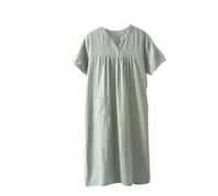 MGDIFYXAA Chemise De Nuit D'Été Simple en Coton Double Gaze pour Femme, Fine À Manches Courtes, Col en V, Vêtements De Nuit Sexy, Jupe Longue Vert XL