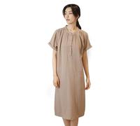 MGDIFYXAA Chemise De Nuit en Crêpe De Coton pour Femmes, Vêtements De Maison Amples, Robe De Nuit pour Printemps Et Été Kaki XL