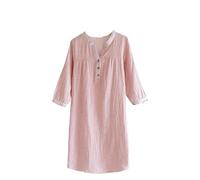 MGDIFYXAA Chemise De Nuit Pyjama en Coton À Carreaux avec Manches Longues pour Le Printemps Et L'Automne Robe Pyjama Fine À Col en V pour La Maison Rose XL