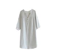 MGDIFYXAA Chemise De Nuit Pyjama en Coton À Carreaux avec Manches Longues pour Le Printemps Et L'Automne Robe Pyjama Fine À Col en V pour La Maison Vert XL
