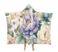 MGDIFYXAA Couverture Plaid Canape à Capuche Aquarelle Rétro Polaire Douce Flanelle Jeté de Canape Doux pour Chambre Sofa lit Fauteuil pour Adultes et Enfants (150 × 200 cm,Belles Fleurs De Pivoine)