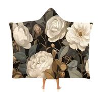 MGDIFYXAA Couverture Plaid Canape à Capuche Plantes Et Fleurs Polaire Douce Flanelle Jeté de Canape Doux pour Chambre Sofa lit Fauteuil pour Adultes et Enfants (150 × 200 cm,Pivoine Rose Blanche)